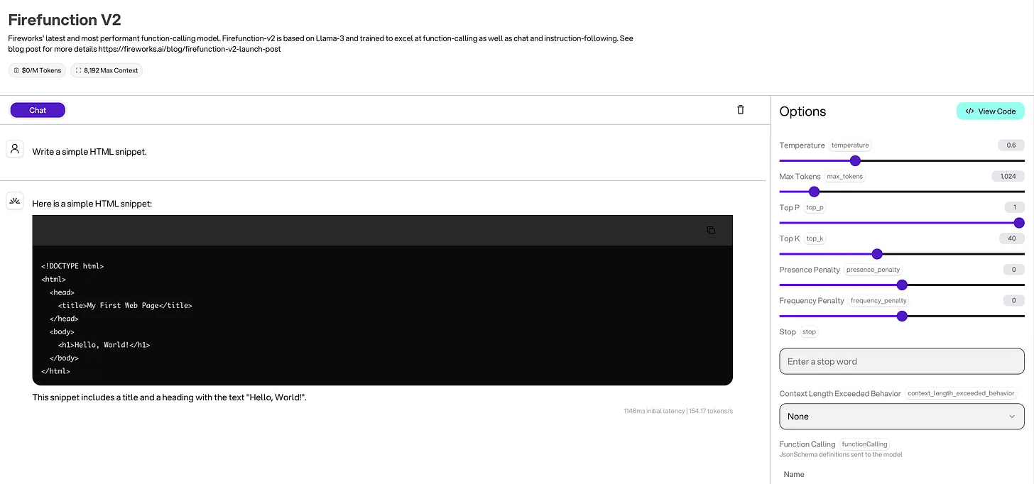Fireworks AI Playground